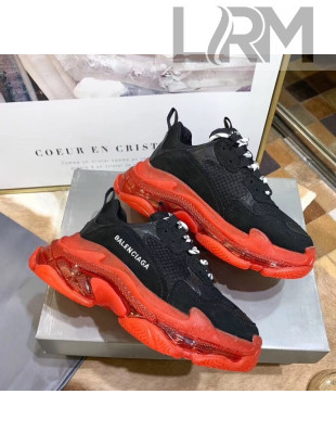 Balenciaga Triple S Clear Outsole Sneakers Black/Red 2019