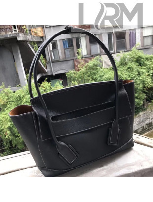Bottega Veneta Arco Medium Grained Calfskin Maxi Weave Top Handle Bag Dark Green 2019