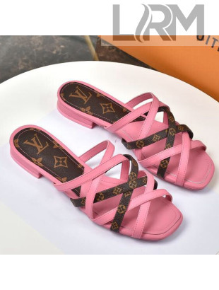 Louis Vuitton Revival Strap Flat Slide Sandals Pink 2021