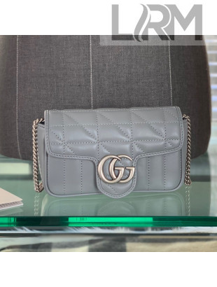 Gucci GG Marmont Geometric Leather Super Mini Bag 476433 Dark Grey 2021