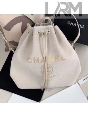 Chanel Cambo Canvas Backpack White 2019