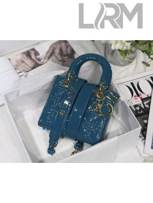 Dior Lady Dior MY ABCDior Small Bag in Ocean Blue Patent Leather With Gold Hardware 2022