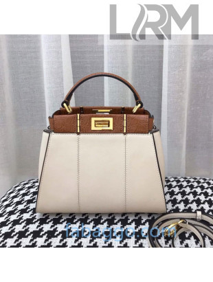 Fendi Peekaboo Iconic Mini Bag in Crocodile Leather White/Brown 2020