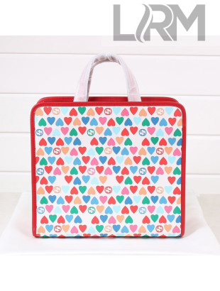 Gucci Children's G Heart Print Tote Bag ‎605614 Beige/Red 2021