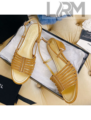 Chanel Suede Strap Sandals Camel Brown 2021