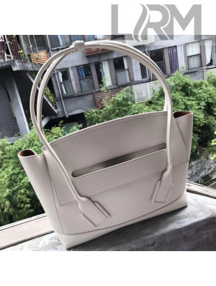 Bottega Veneta Arco Medium Grained Calfskin Maxi Weave Top Handle Bag White 2019