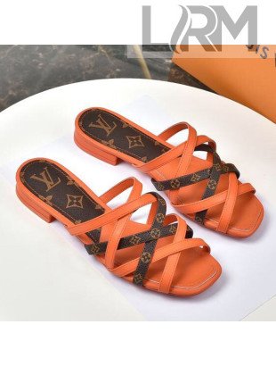 Louis Vuitton Revival Strap Flat Slide Sandals Orange 2021