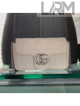 Gucci GG Marmont Geometric Leather Super Mini Bag 476433 White 2021