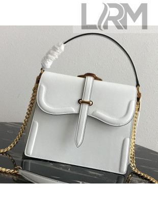 Prada Belle Leather Top Handle Bag 1BN004 White 2019