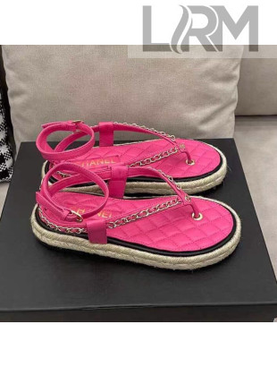 Chanel Lambskin Flat Thong Sandals G36921 Hot Pink 2020