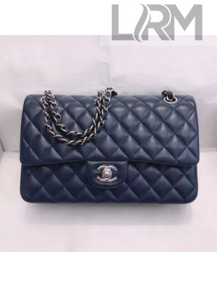 Chanel Lambskin Classic Medium Flap Bag A01112 Navy Blue/Silver 2021