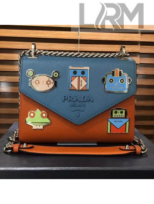 Prada Monochrome Logo Shoulder Bag 1BD127 Blue/Orange 2018