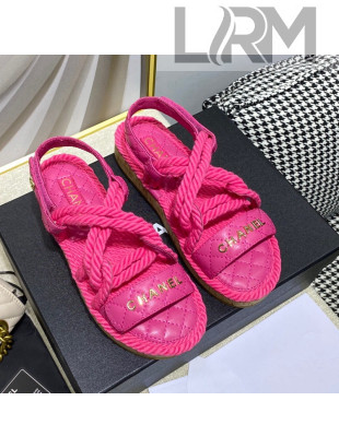 Chanel Cord Flat Sandals G34602 Hot Pink 2021