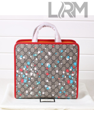 Gucci Children's GG Star Print Tote Bag 630542 Beige/Red 2021