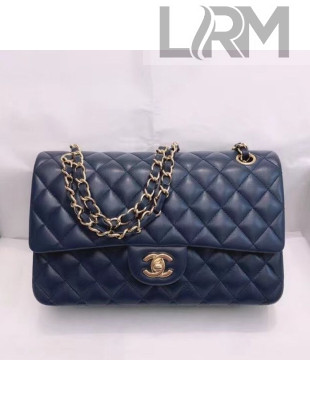 Chanel Lambskin Classic Medium Flap Bag A01112 Navy Blue/Gold 2021