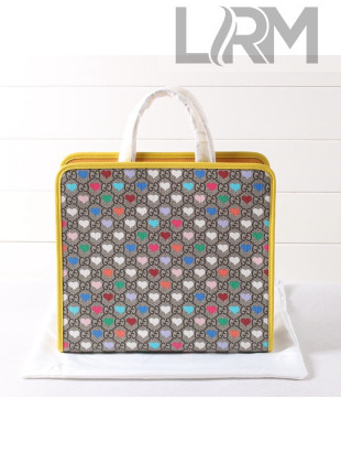 Gucci Children's G Heart Print Tote Bag ‎605614 Beige/Yellow 2021