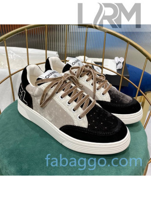 Chanel Velvet Sneakers G36295 Gray/Black 2020