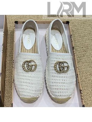 Gucci GG Crochet Knit Espadrille White 2019