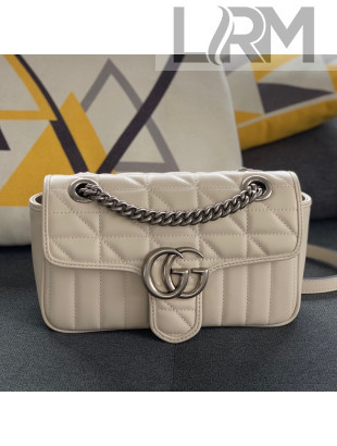 Gucci GG Marmont Geometric Leather Mini Shoulder Bag 446744 White 2021