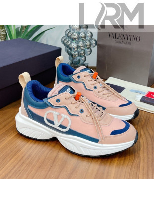 Valentino VLogo Sneakers in Mesh and Calfskin Patchwork Peachy Pink  (For Women and Men)