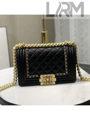 Chanel Quilted Calfskin Chain Small Boy Flap Bag A67085 Black 2019