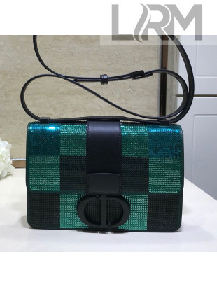 Dior 30 Montaigne Flap Bag in Sequins Check Embroidered Calfskin Green 2019