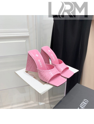The Attico Crocodile Embossed Leather High Heel Slide Sandals 10.5cm Light Pink 2022 