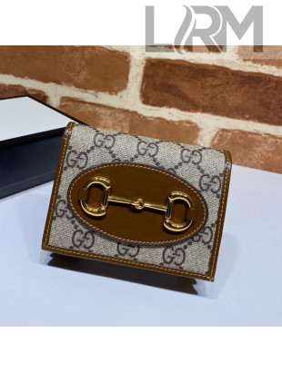 Gucci Horsebit 1955 GG Canvas Card Case Wallet 621887 Brown 2021
