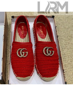 Gucci GG Crochet Knit Espadrille Red 2019