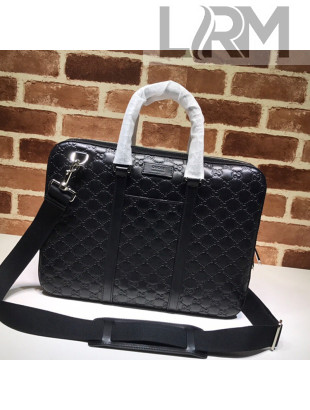 Gucci GG Embossed Leather Business Bag 451169 Black 2021