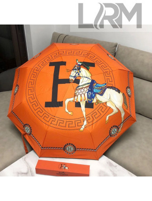 Hermes H Horse Umbrella Orange 2021 05