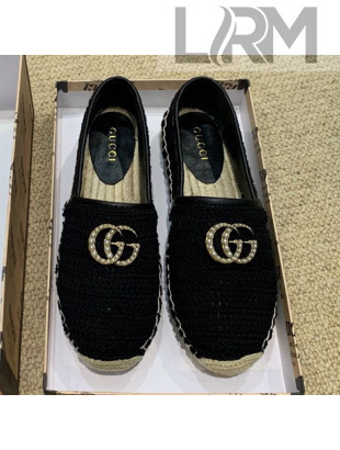 Gucci GG Crochet Knit Espadrille Black 2019