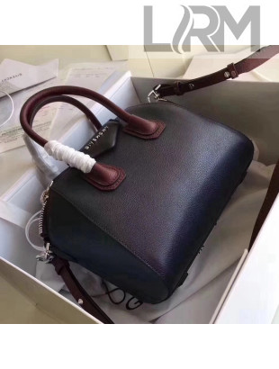 Givenchy Small Antigona Bag in Two-tone Goatskin Black/Burgundy 2018