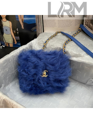 Chanel Shearling Mini Flap Bag AS2885 Blue 2021