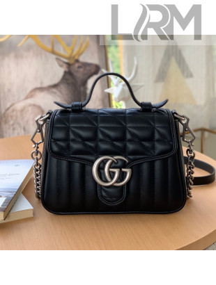 Gucci GG Marmont Geometric Leather Mini Top Handle Bag 583571 Black 2021