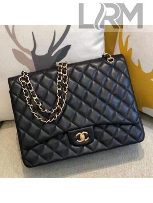 Chanel Lambskin Classic Maxi Flap Bag A58601 Black/Gold 2021