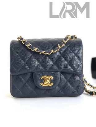 Chanel Caviar Calfskin Mini Square Classic Flap Bag 1115 Navy Blue (Gold-Tone Hardware)