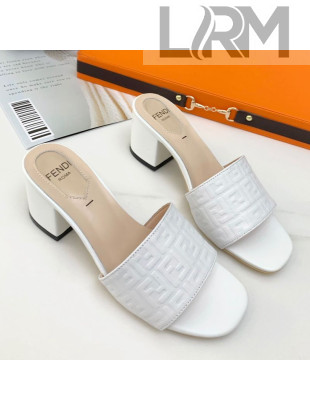 Fendi FF Leather Flat/Heel Slide Sandals White 2021