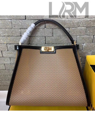 Fendi Peekaboo X-Lite Large Bag in Perforated Leather Beige 2019