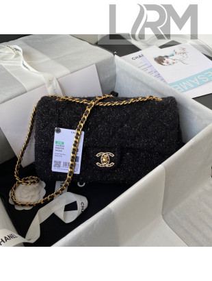 Chanel Sequins Tweed Medium Flap Bag AS2820 Black 2021 