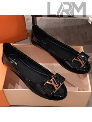 Louis Vuitton Patent Leather LV Bow Flat Ballerina Black 2020