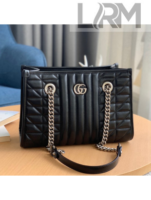 Gucci GG Marmont Geometric Leather Tote Bag 681483 Black 2021