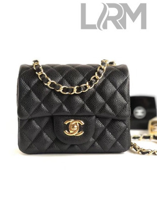 Chanel Caviar Calfskin Mini Square Classic Flap Bag 1115 Black (Gold-Tone Hardware)