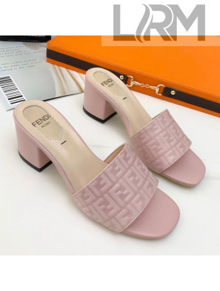 Fendi FF Leather Flat/Heel Slide Sandals Pink 2021