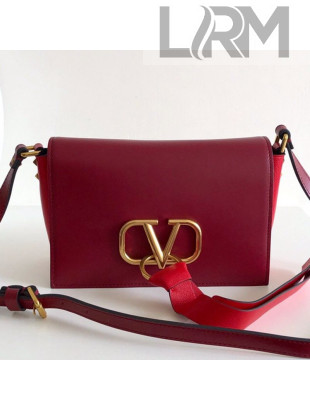 Valentino VRing Small Flap Crossbody Bag Burgundy/Red 2019