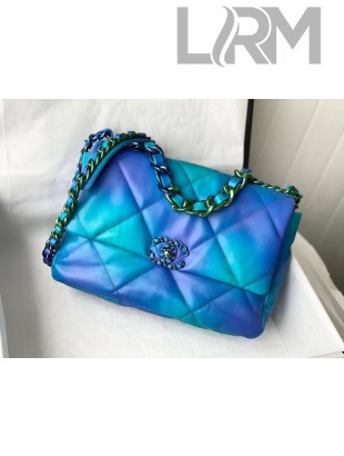 Chanel 19 Tie and Dye Calfskin Large Flap Bag AS1161 Blue/Purple 2021 TOP