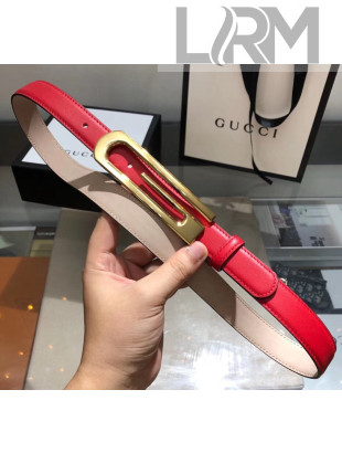 Gucci Width 2.5cm Leather Belt with Long G Buckle Red 2020