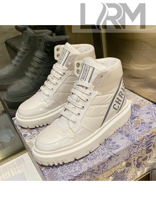 Dior D-Player Boot Sneakers in Quilted Nylon White/Grey 2021