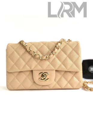 Chanel Caviar Calfskin Mini Classic Flap Bag 1116 Beige (Gold-Tone Hardware)