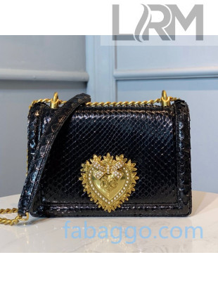 Dolce&Gabbana DG Medium Devotion Shoulder Bag in Pythonskin Leather Black 2020